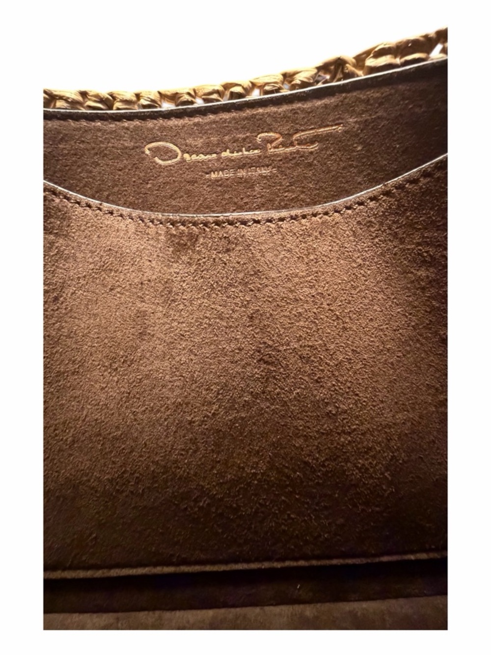 Oscar de la Renta Oath Raffia Crochet Crossbody Bag Gold Hardware NWT - Picture 10 of 12
